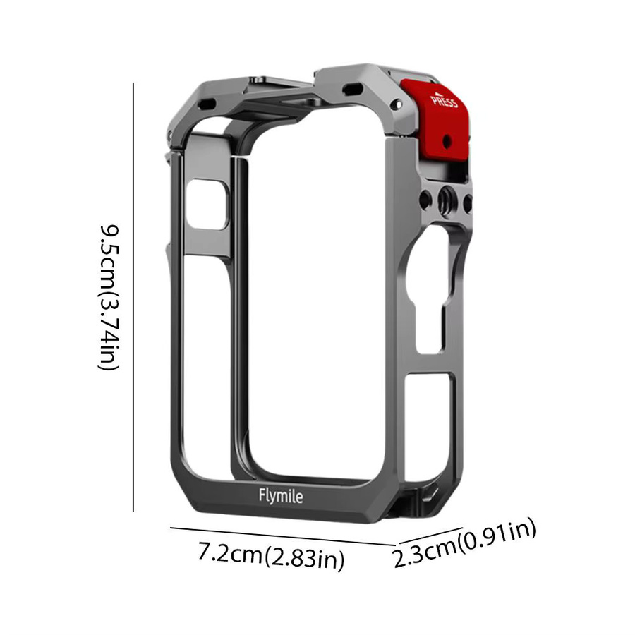 DJI Osmo 360 Metallkäfigrahmen aus Aluminiumlegierung in Grau mit Objektivschutzkappe und Action-Kamera-Montageschale inklusive Kaltzuhschuh - Bild 4