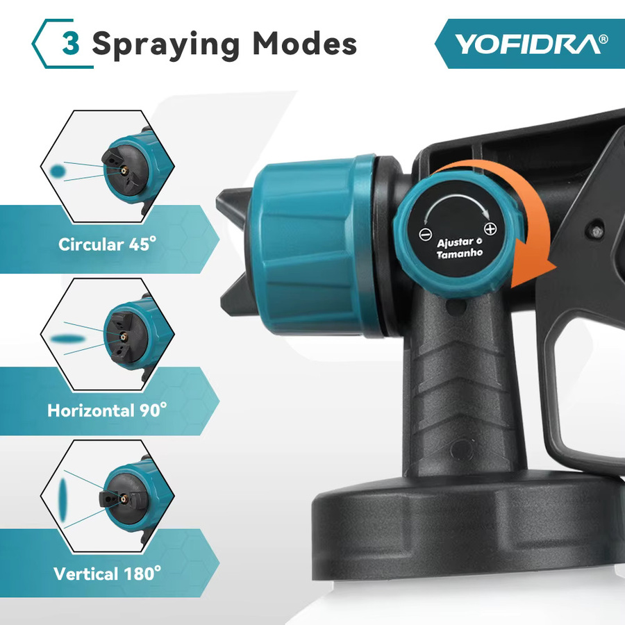 YOFIDRA 2in1 Elektrische Spritzpistole und Luftgebläse mit 1000ml Behälter für Makita Akkus - Bild 4