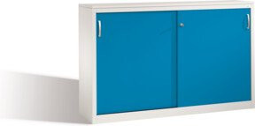 C+P Akten-Sideboard Acurado mit Schiebetüren, 2 x 2 Ordnerhöhen, Front Lichtblau, Korpus Lichtgrau, H: 100 cm, B: 160 cm, T: 40 cm - Bild 1