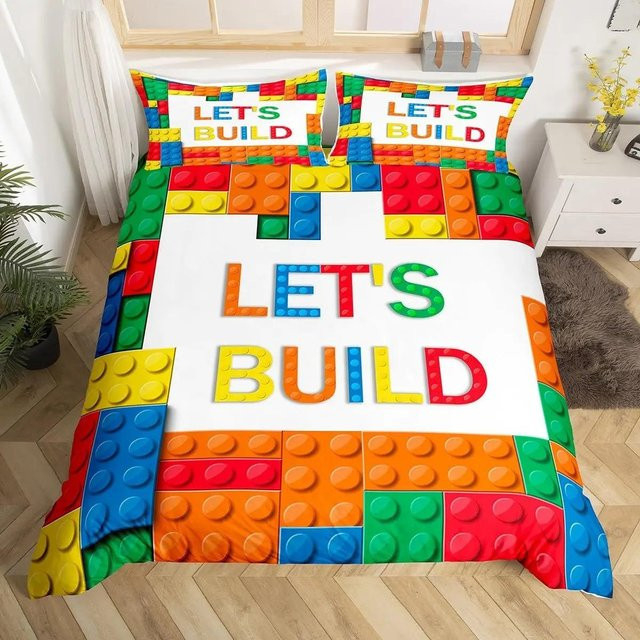 Bettwäsche-Set Your Warm Home mit 3D Baustein-Druck und geometrischem Muster für Kinder, Multicolor, B/H: 135 x 200 cm - Bild 1