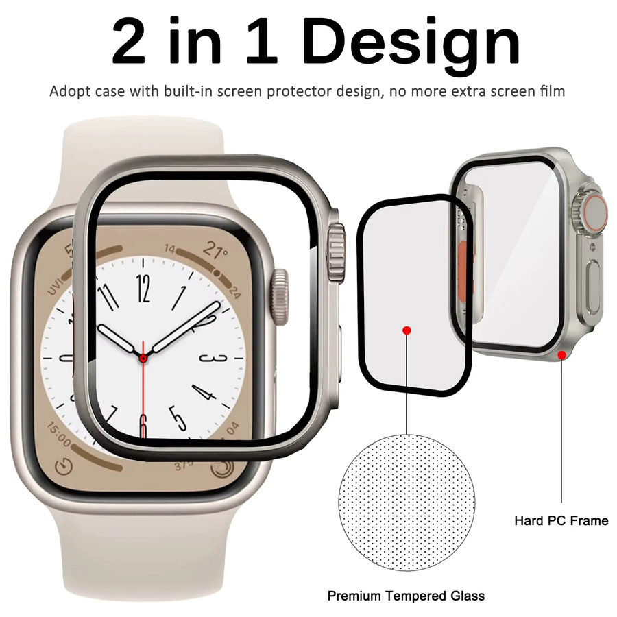 HUBANDE Displayschutzfolie und Hülle für Apple Watch, Silber, Silikon - Bild 2