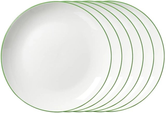 Ritzenhoff & Breker Adela Dessertteller aus Porzellan, 6er Set, Grün und Weiß, Durchmesser: 20,5 cm - Bild 1