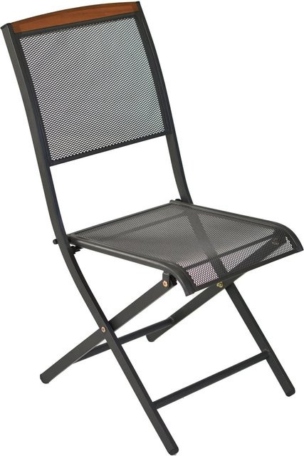 Merxx Sessel-Set Patmos 2er Set aus klappbarem Stahl in Graphit mit Armlehnen und Polyesterbezug - Bild 1