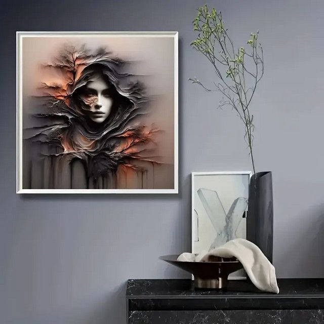DIY 5D-Diamant-Malerei-Set von Potdemiel mit abstraktem Baum- und Frauen-Design, kreisförmiges Diamant-Kunsthandwerk zur Wandmontage - Bild 1