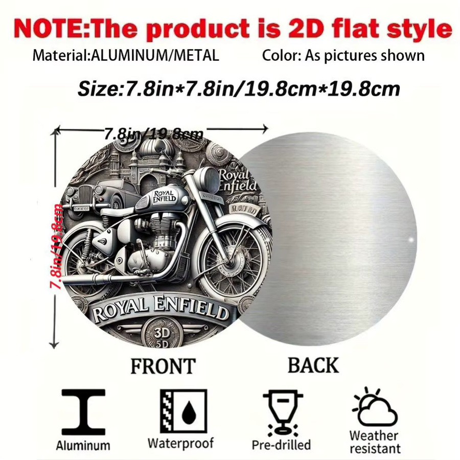 Potdemiel Motorrad-Abzeichen Vintage Aluminiumschild für Garage und Männerhöhle, Breite: 19,81 cm, Höhe: 19,81 cm - Bild 4