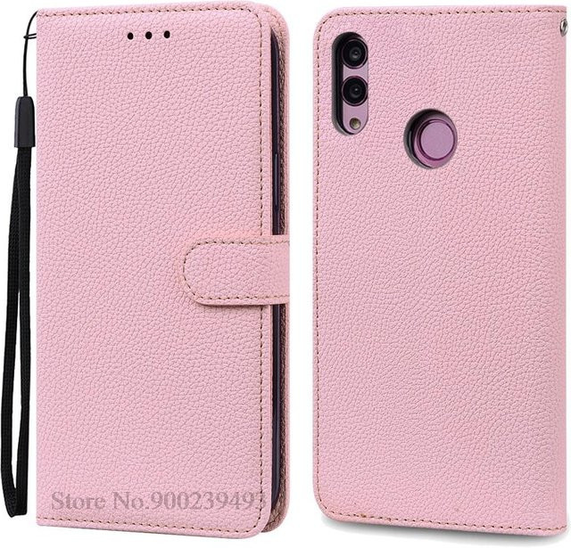 Leder-Brieftasche Flip Case für Huawei P Smart 2019 (POT-LX1, POT-LX3) mit Silikonabdeckung in Rosa - Bild 1