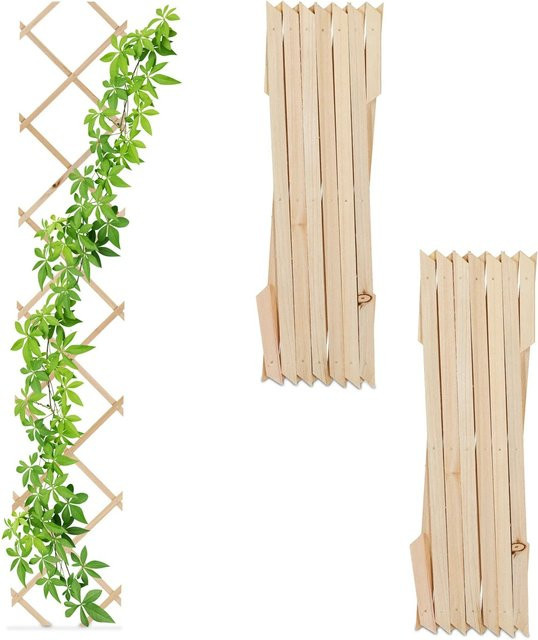 Relaxdays Rankgitter aus Tannenholz in Natur Braun, 3er Set, ausziehbar, Höhe: 180 cm, Breite: 30 cm, Tiefe: 1 cm - Bild 1