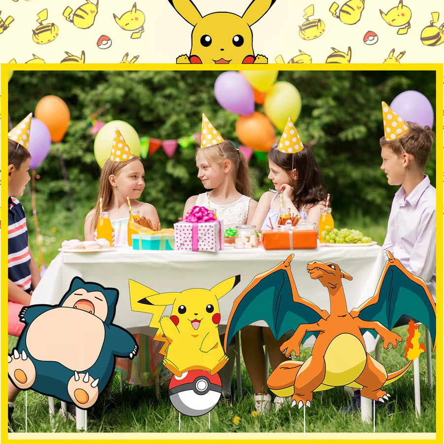 8 Stück Pokemon Party-Dekorationsschilder von Potdemiel in Mehrfarbig für Geburtstag und Außendekoration - Bild 3
