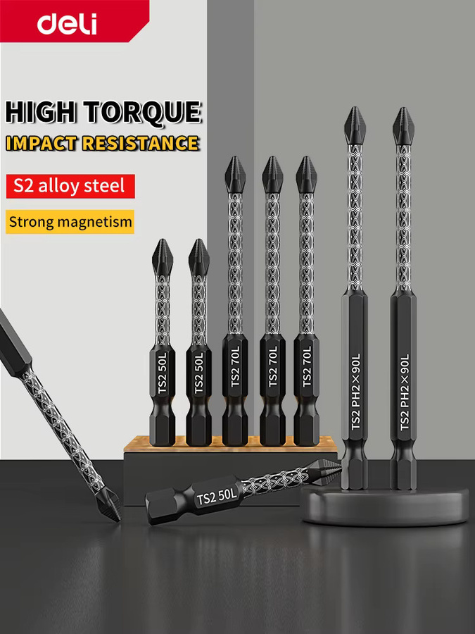 Deli Schraubendreher Bit PH2 aus Legiertem Stahl, Anti-Slip Lange Bohrer Bits für Elektrische Schraubendreher und Bohrer, Längen: 50 mm, 65 mm, 70 mm, 90 mm, 150 mm - Bild 5
