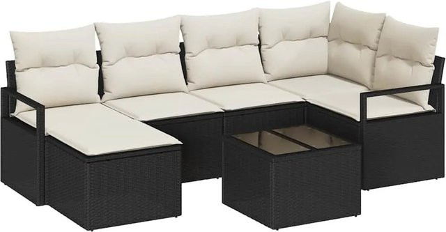 7-teiliges vidaXL Garten-Sofa-Set aus Poly-Rattan in Schwarz - Bild 1