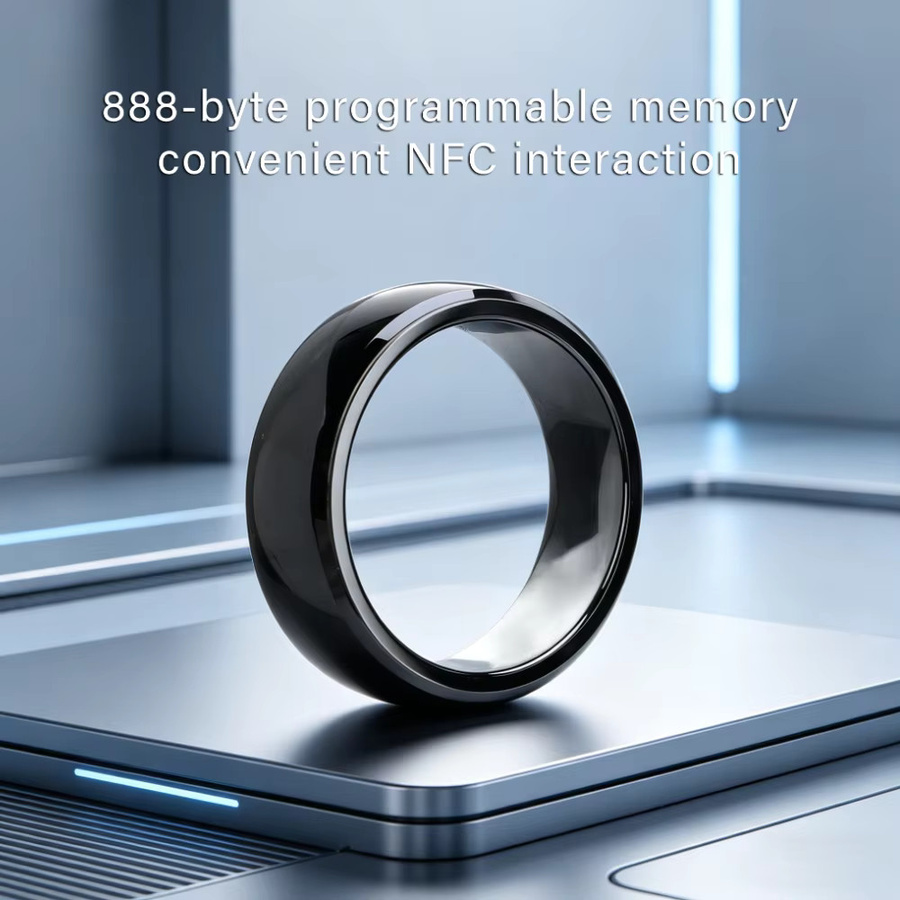 HACHANLUN NFC Smart Ring NTAG216 IC RFID in Schwarz, IP68 Wasserdichter Keramikring für Zugangskontrolle und NFC Payment, Unisex - Bild 5
