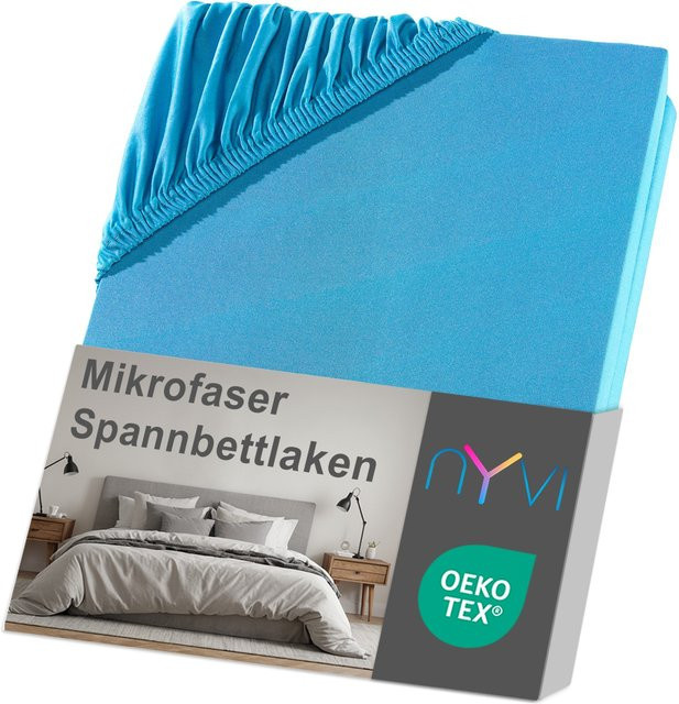 NYVI DreamScience Spannbettlaken aus Mikrofaser in Türkis für Boxspringbetten, B/T: 180 x 200 cm, Höhe: 40 cm - Bild 1