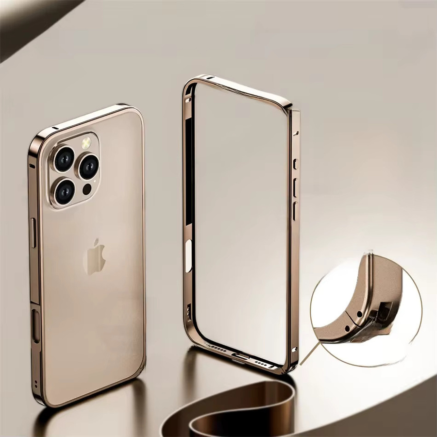 Ultradünnes Aluminium-Metall-Stoßgehäuse in Wüstengold für iPhone 12, 13, 14 Plus, 15, 16, 17 Pro Max als Legierungs-Rückrahmen-Zubehör - Bild 1