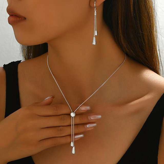 Rui Di Schmuck-Set, Ohrringe und Halsketten, Zinklegierung, Schwarz, Damen - Bild 1