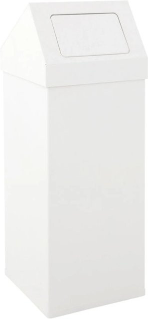 PROREGAL Eckiger Aluminium Abfallbehälter Haiti mit Push Deckel, Weiß, H x B x T: 100 x 39 x 39 cm - Bild 1