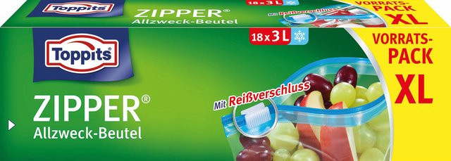Melitta Zipper Allzweckbeutel mit Reißverschluss, transparent, 18 Stück, 3 Liter pro Beutel - Bild 1