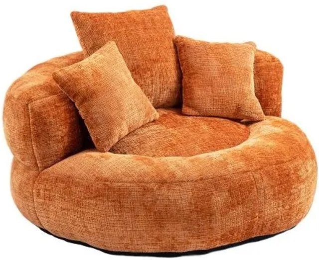 PXloue Sitzsack Stoffsofa mit 3 Kissen aus Chenille für Erwachsene und Kinder, Orange, B/T/H: 150 x 108 x 76 cm - Bild 1