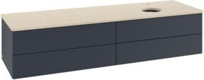 Villeroy & Boch Waschtischunterschrank Antao mit Frontstruktur und LED-Beleuchtung, Wandmontage, Blau lackiert, B: 160 cm, T: 50 cm - Bild 1