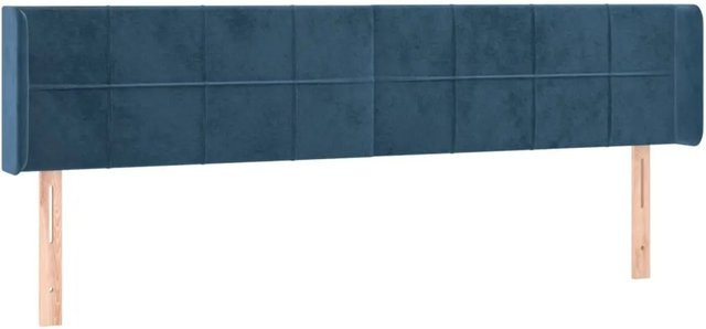vidaXL LED Kopfteil aus Samt in Dunkelblau mit integrierter Beleuchtung und USB-Anschluss, B: 163 cm, T: 16 cm, H: 78-88 cm - Bild 1