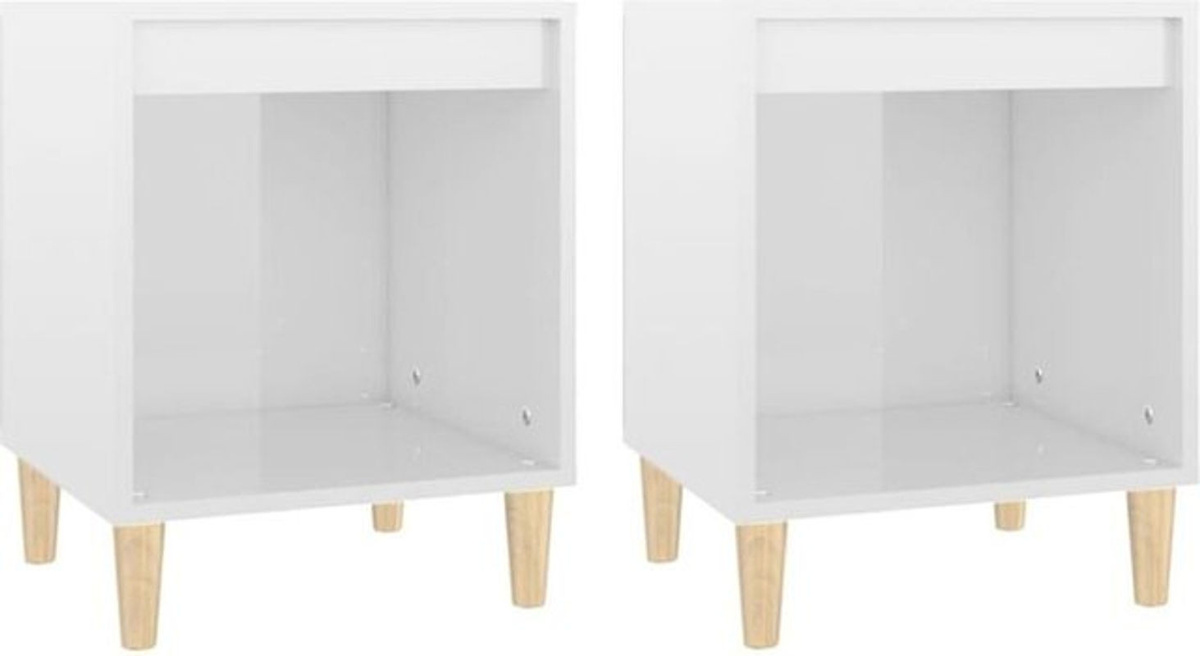 Vidaxl Set aus 2 Nachttischen in Hochglanz-Weiß im skandinavischen Design, B/T/H: 40 x 35 x 50 cm - Bild 1