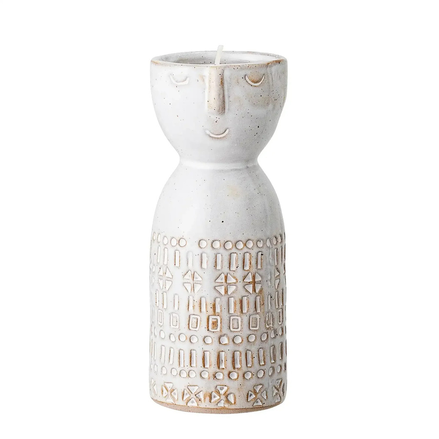 Bloomingville Vase Embla aus Steingut in Weiß mit skandinavischem Design, Höhe: 14,5 cm - Bild 1