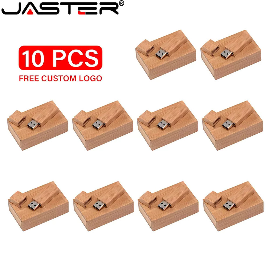 JASTER 10er Set Holz USB 2.0 Sticks mit Box in Braun zur individuellen Logo-Gestaltung - Bild 2