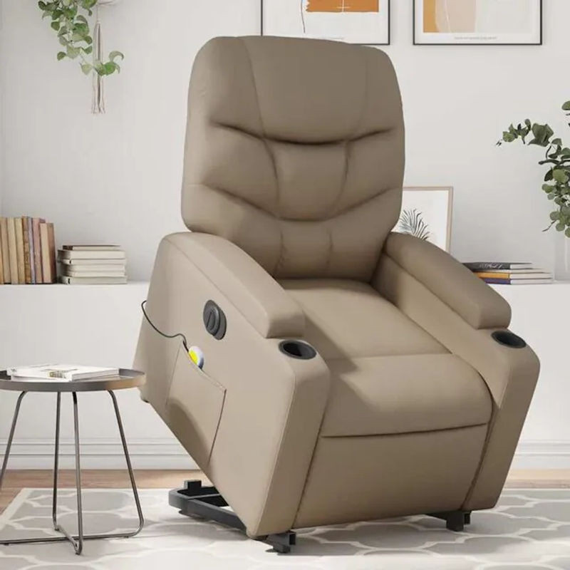 Elektrischer Massagesessel mit Aufstehhilfe von vidaxl in Braun aus Kunstleder - Bild 1