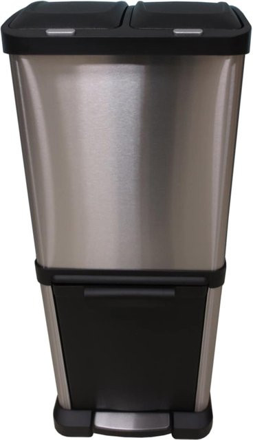 HTI-Living Mülleimer Vivo Set aus Edelstahl in Silber mit Pedal, 2x 8 l und 1x 16 l - Bild 1