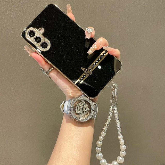 Perlenarmband Handyhülle mit Herz-Design für Samsung Galaxy A56 A55 A54 A53 A36 A35 A34 A26 A25 A24 A16 A15 A14 A06 4G 5G in Schwarz - Bild 1