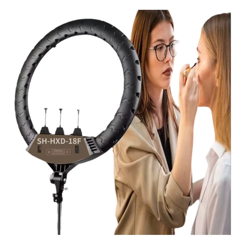 SH 18-Zoll LED Selfie-Ringlicht in Schwarz mit Handyhalterung, Stativ und dimmbarer Beleuchtung für Fotografie, Video und Streaming - Bild 3