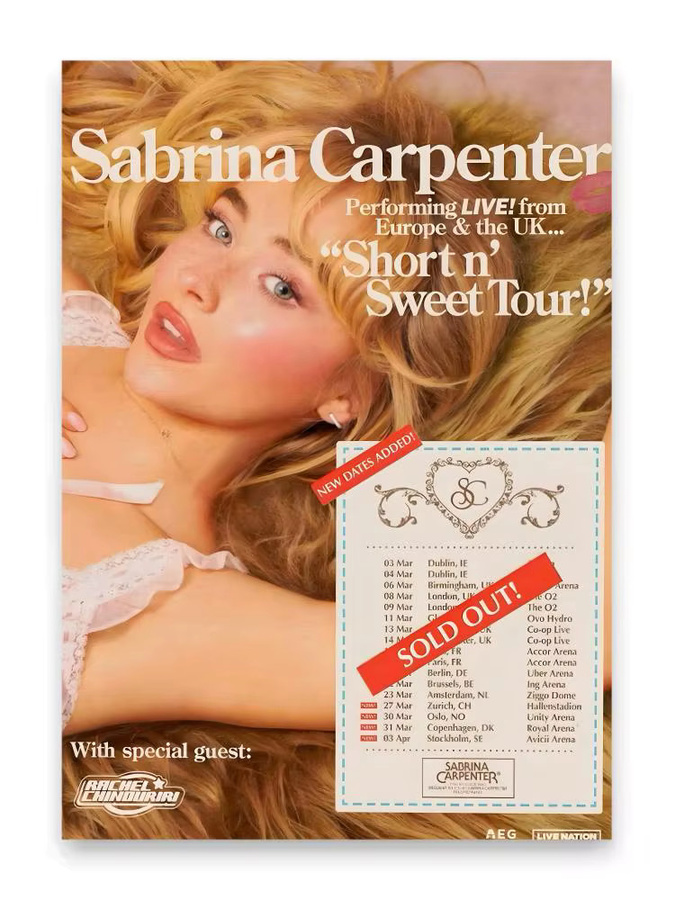 Selbstklebendes Sabrina Carpenter Portrait Poster in Schwarz und Multicolour, Rechteckiges Wanddekor im Retro-Stil, B/H: 20 x 20 cm - Bild 3
