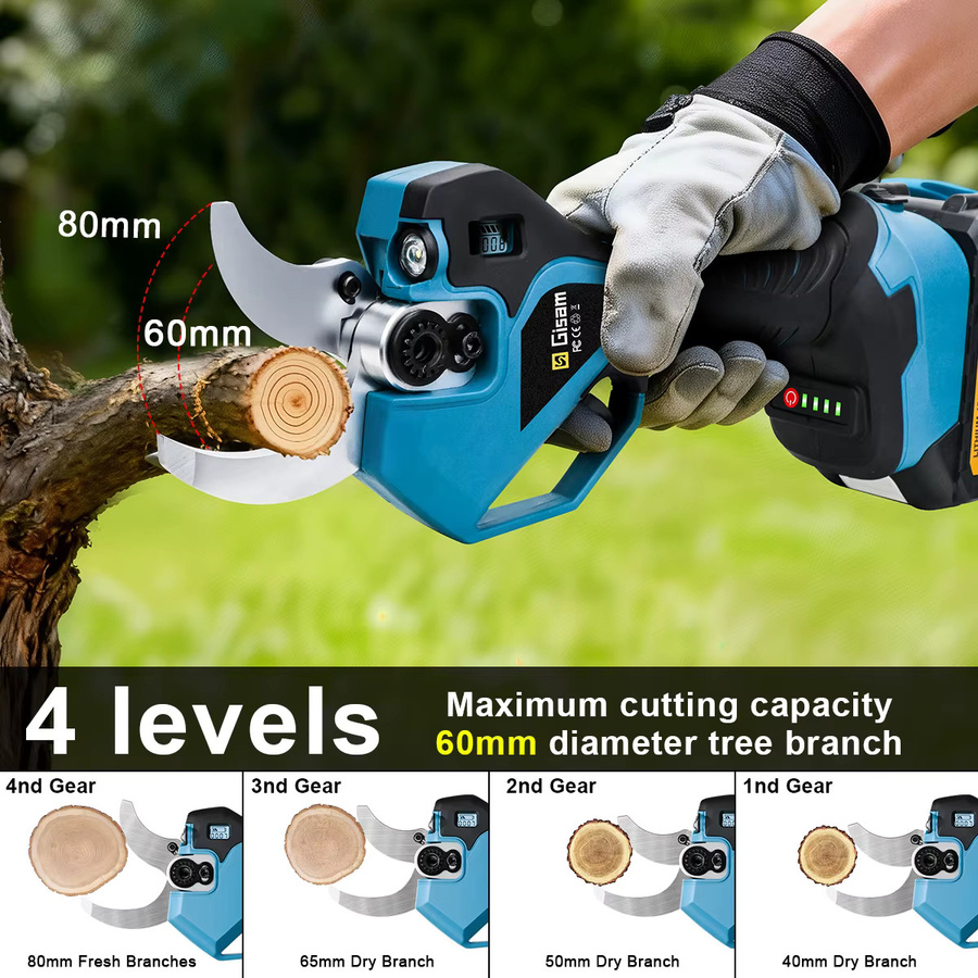 Gisam Elektrische Astschere Bürstenlos mit 60mm Klinge für Makita LXT 18V Akku in Blau - Bild 3