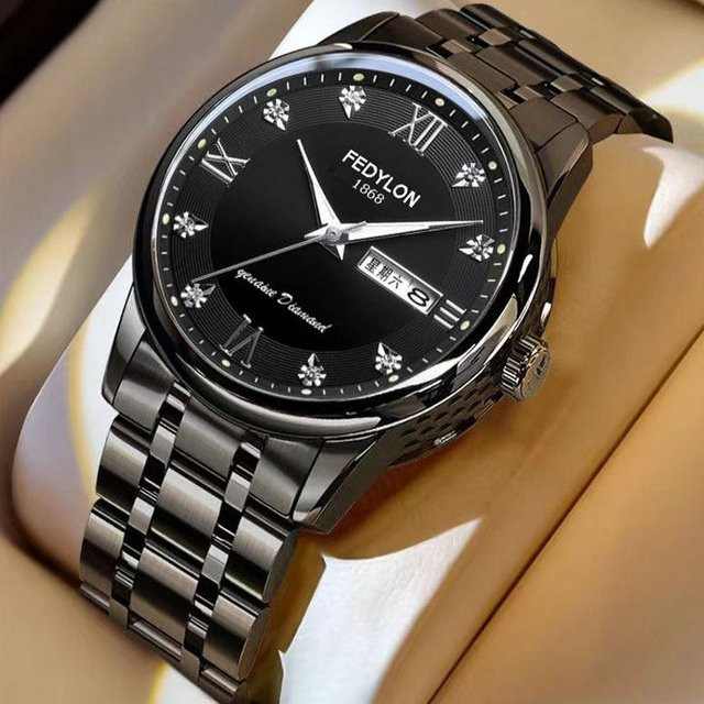 YIRAN Jewelry Armbanduhr Quarz, Edelstahl, Schwarz, Herren - Bild 1