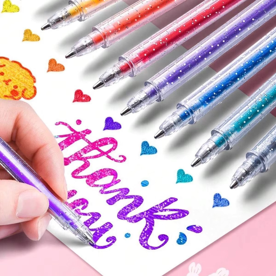 18-teiliges Glitzer-Gelstift-Set mit 18 bunten Metallic-Farben und 1 mm Rundspitze - Bild 2