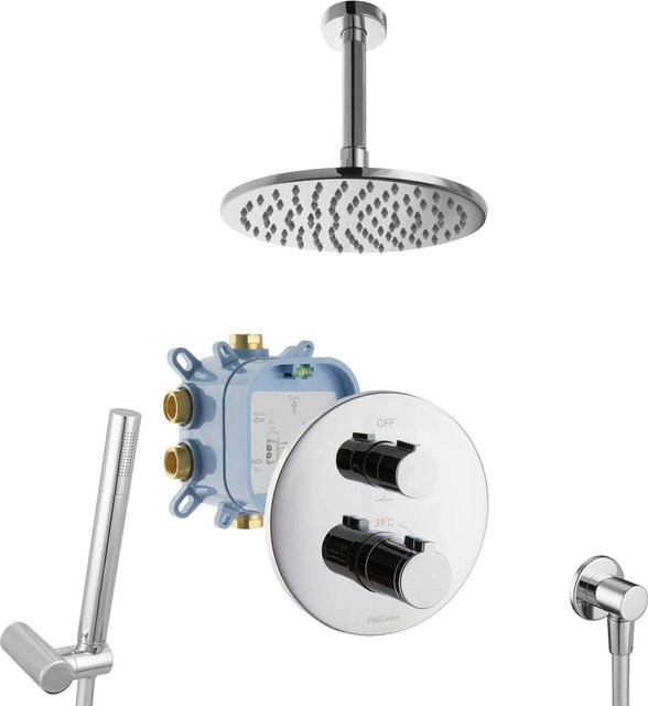 PaulGurkes Unterputz Regenduschen Set in Chrom mit Thermostat, Handbrause und Regenduschkopf - Bild 1