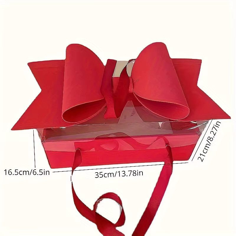 Transparente rote Blumenbox mit Schleife als Geschenkverpackung für Blumen und Kuchen - Bild 2