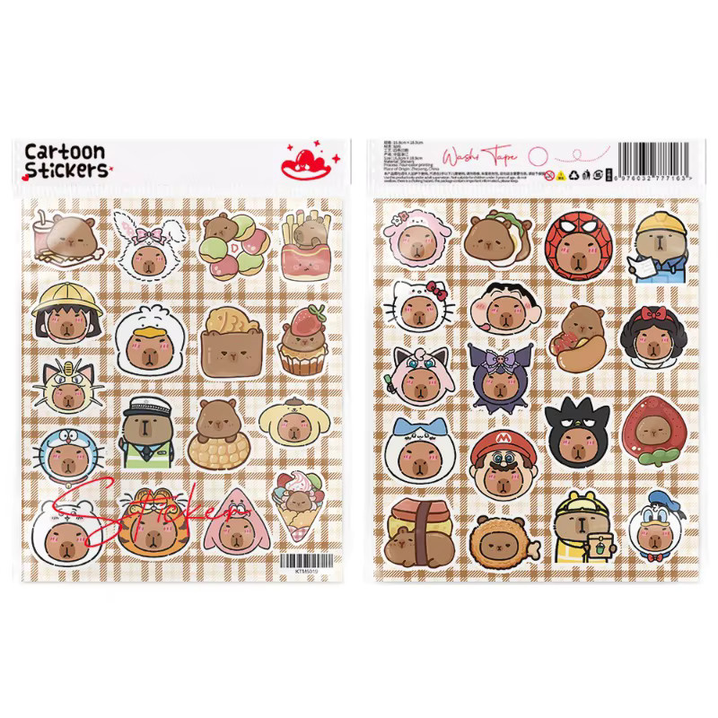 Bandai Capybara Aufkleber, 100-teiliges Set, multicolor - Bild 2
