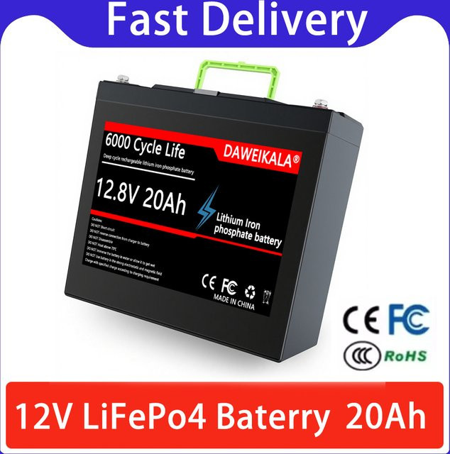 DAWEIKALA 12V 20Ah LiFePO4 Lithium-Eisenphosphat-Batterie mit Smart BMS in Schwarz - Bild 1