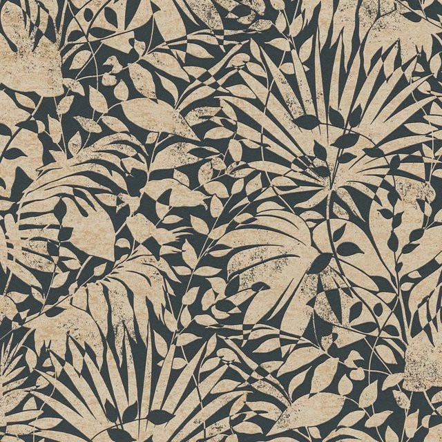 PROFHOME Luxus Tapete Floral Metallic in Anthrazit, Gold und Grau, Vlies, Breite: 0,53 m, Länge: 10,05 m - Bild 1