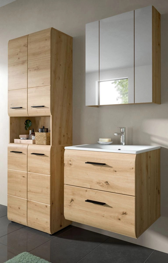 Badmöbel Set Cover von Inn.Furn in Eiche Matt, 3-teilig, Braun, Breite: 135 cm - Bild 1