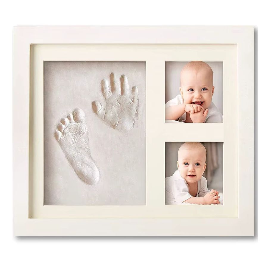 SLAIXIU Baby-Fotorahmen-Set aus Holz in Weiß für Hand- und Fußabdrücke als Erinnerungsdisplay - Bild 3