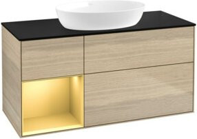 V&B Waschtischunterschrank Finion in Ocean mit Eichenregal, Breite: 120 cm, Tiefe: 50,1 cm, Höhe: 50,1 cm - Bild 1