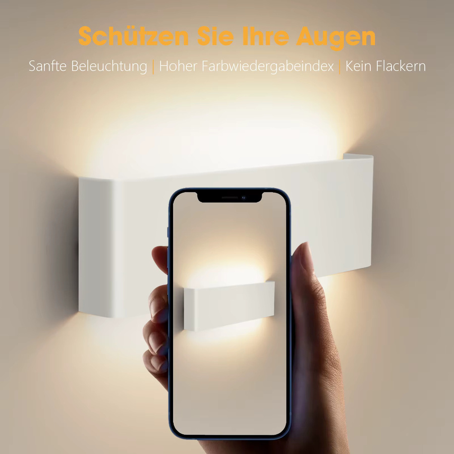 LEOEU LED Innen-Wandleuchte aus Aluminium in Weiß mit Auf- und Abwärtsbeleuchtung, 12W, 3000K Warmweiß, Rechteckig, B/H: 30 x 30 cm - Bild 2