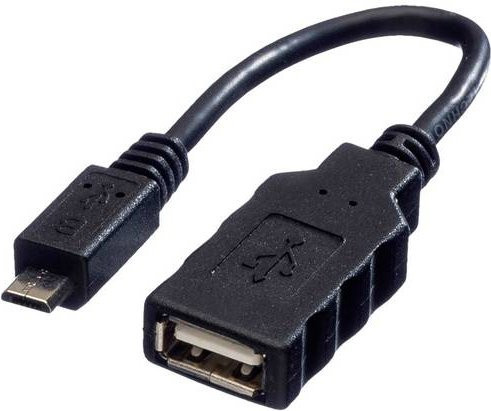 Roline USB 2.0 Kabel mit USB-A und Micro-B Stecker, Schwarz, 0,15 m - Bild 1