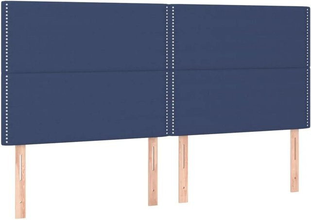 vidaXL LED Kopfteil Blau mit USB-Ladeport und integrierter Beleuchtung, Stoff, B: 200 cm, H: 118 cm, T: 5 cm - Bild 1