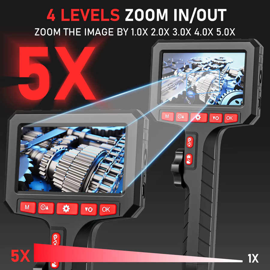 LAFOCH Gelenk-Endoskopkamera mit Licht, Zwei-Wege-Gelenk-Inspektion, 6,2 mm Objektiv und 5-Zoll-1080P-Bildschirm, Schwarz - Bild 3
