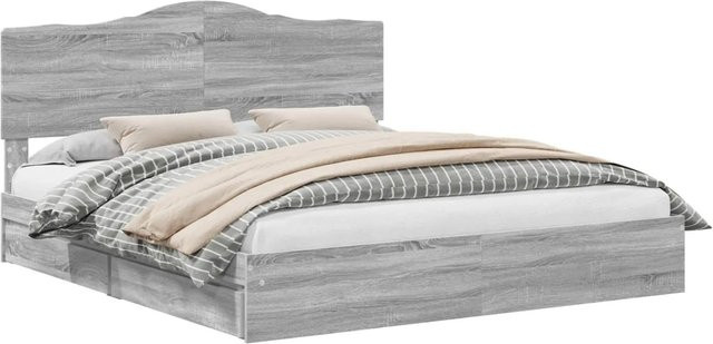 vidaXL Stauraumbett mit Schubladen in Grau Sonoma, B/T/H: 200 x 200 x 100 cm - Bild 1