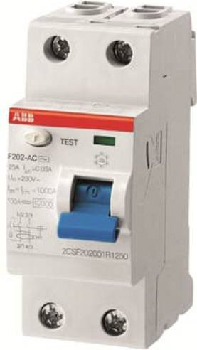 ABB F202 A-25/0,5 FI-Schutzschalter 2-polig 25A 0,5A 230V weiß - Bild 1