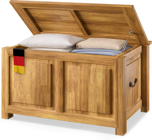Deuba Holztruhe aus Akazienholz in Braun im Antik-Look, B/T/H: 85 x 44 x 48 cm - Bild 1