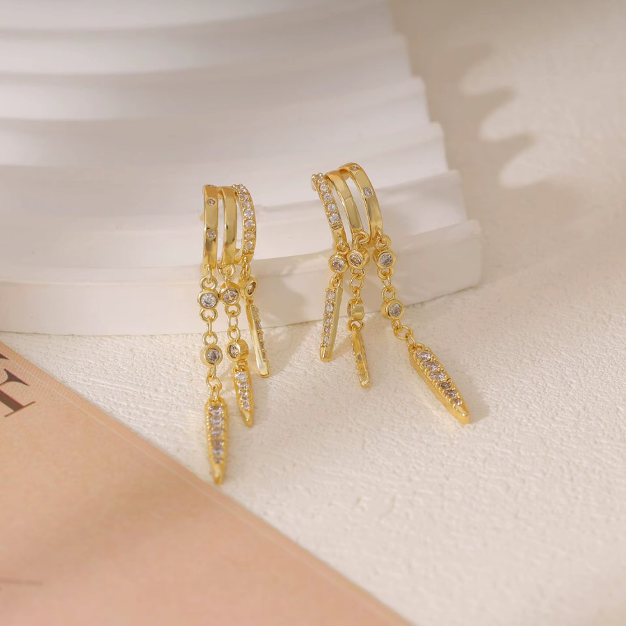 LENNIK Ohrstecker mit Anhänger, Gold, Zirkonia, Damen - Bild 2